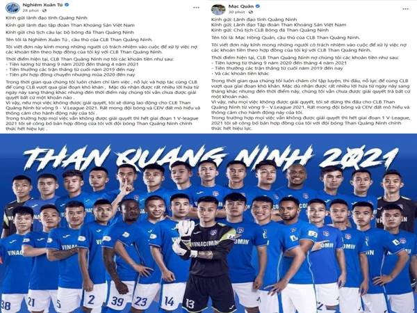 Bóng đá VN 23/8: Cầu thủ CLB Quảng Ninh lên tiếng vì bị nợ lương